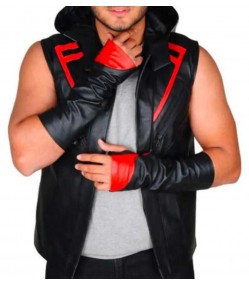 Mirror’s Edge Icarus Black Leather Hoodie Vest